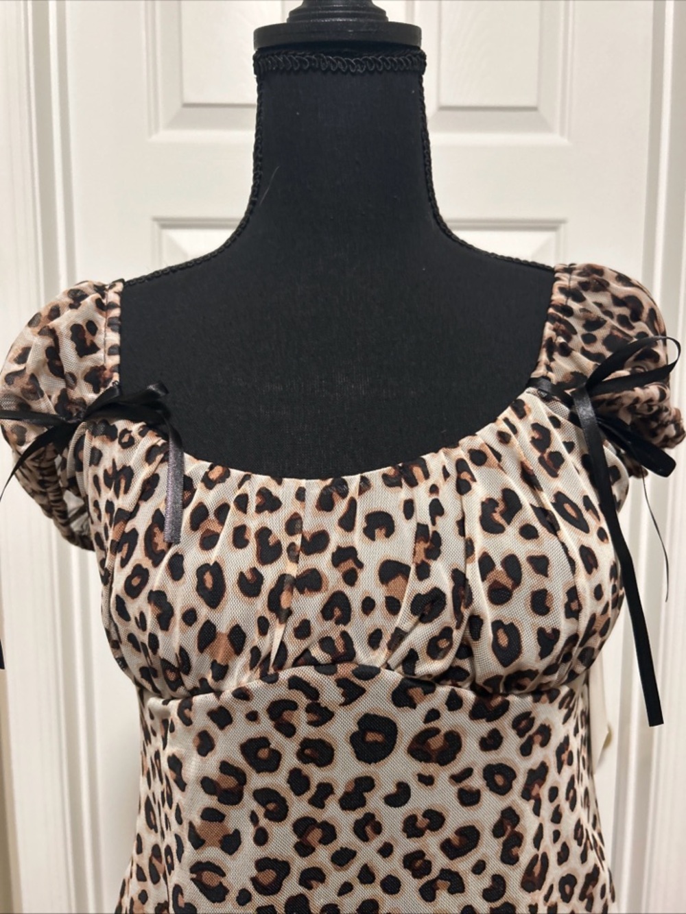 Vibe Leopard Print Puff Sleeve Tunic - Brown/Black/Cream